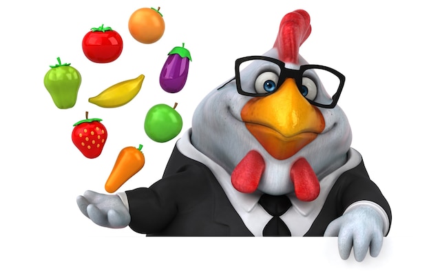 Fun chicken - 3D Illustration