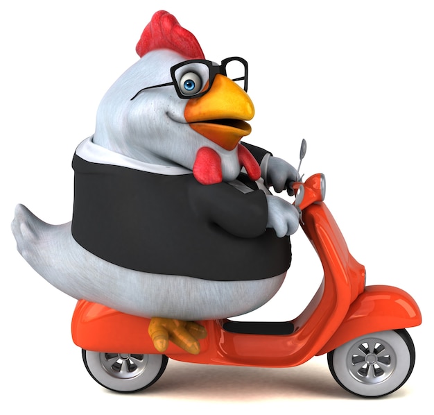 Fun chicken - 3D Illustration