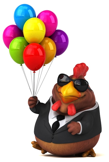 Fun chicken - 3D Illustration