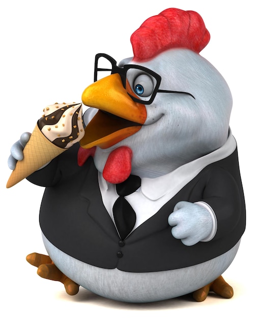 Fun chicken - 3D Illustration