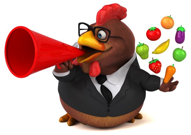 Fun chicken - 3D Illustration