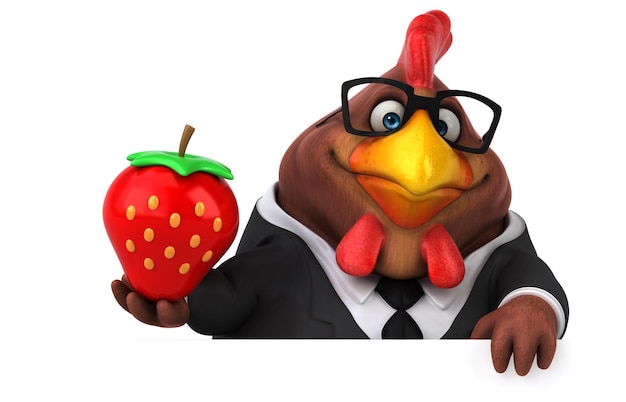 Fun chicken - 3D Illustration