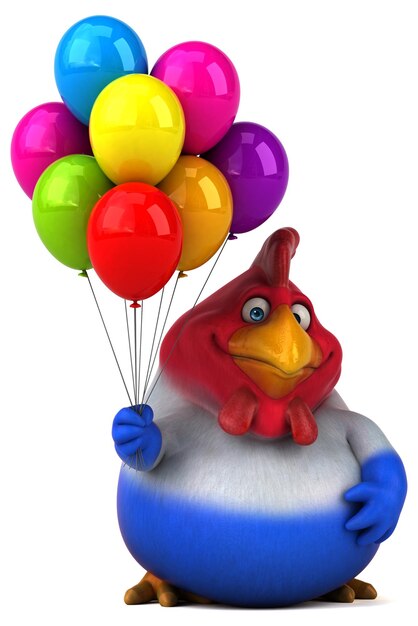 Fun chicken - 3D Illustration