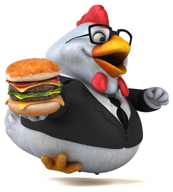 Fun chicken  3D Illustration