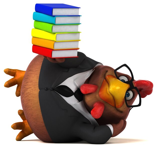 Fun chicken 3D Illustration