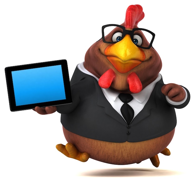 Fun chicken 3D Illustration