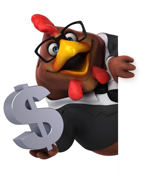 Fun chicken 3D Illustration