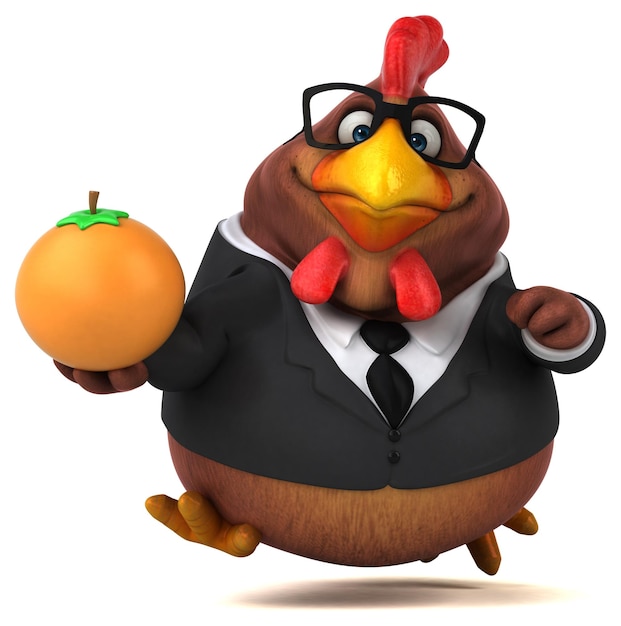 Fun chicken 3D Illustration