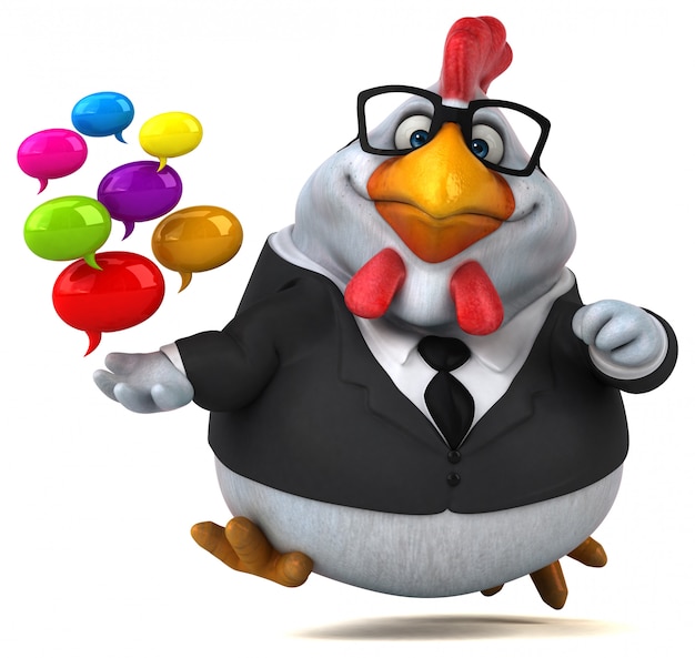 Fun chicken 3D Illustration