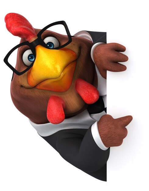 Pollo divertente - illustrazione 3d