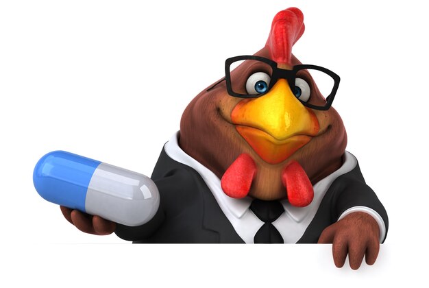 Photo fun chicken - 3d illustration