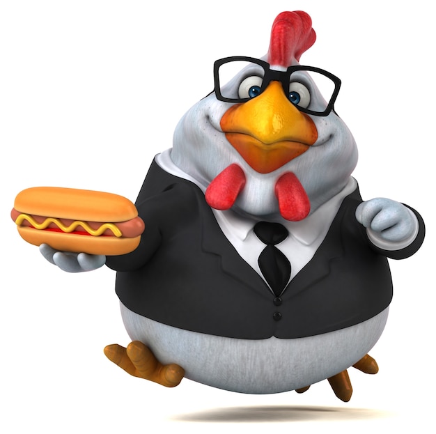 Fun chicken 3D Illustration