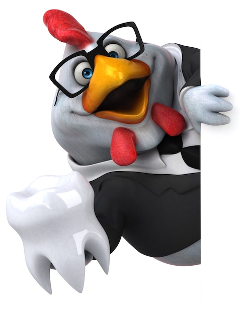 Fun chicken 3D Illustration