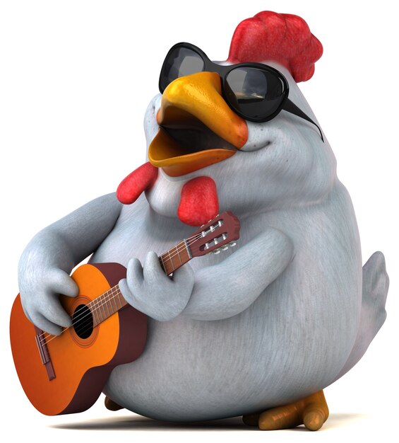 Fun chicken - 3D Illustration