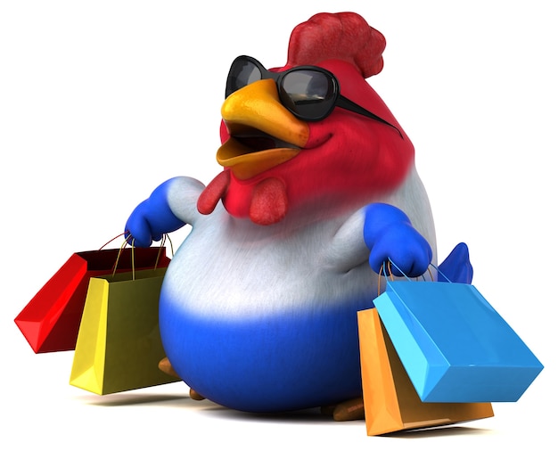 Pollo divertente - illustrazione 3d