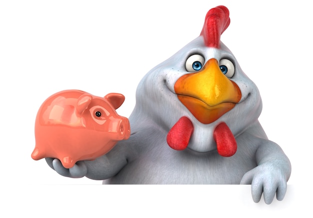 Fun chicken - 3D Illustration