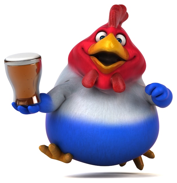 Fun chicken - 3D Illustration