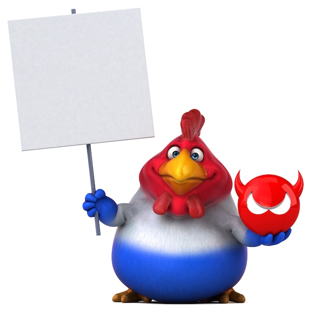 Pollo divertente - illustrazione 3d