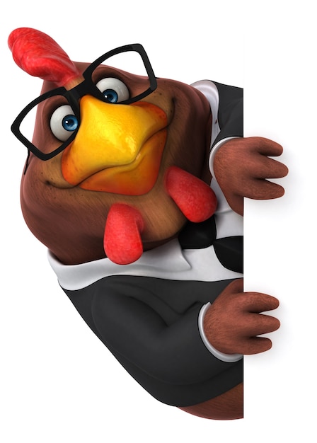 Fun chicken - 3D Illustration