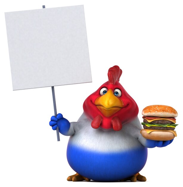 Fun chicken - 3D Illustration