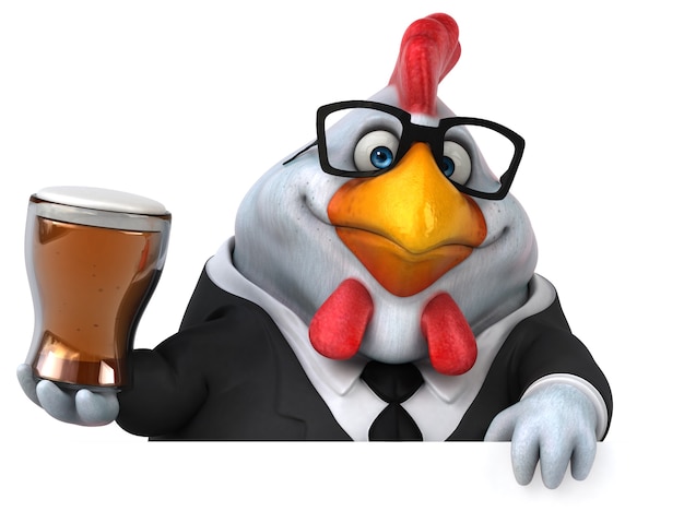 Fun chicken - 3D Illustration