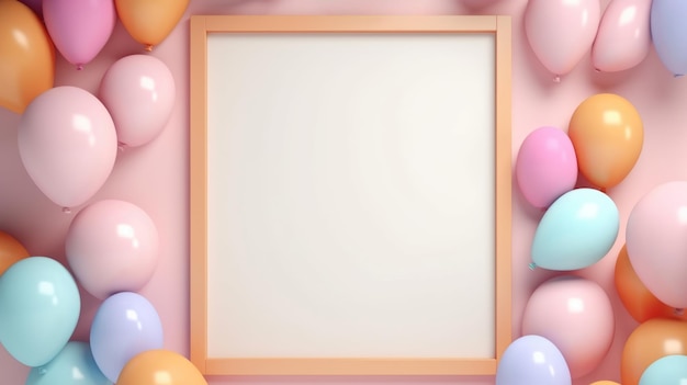 fun colorful balloons empty frame ai