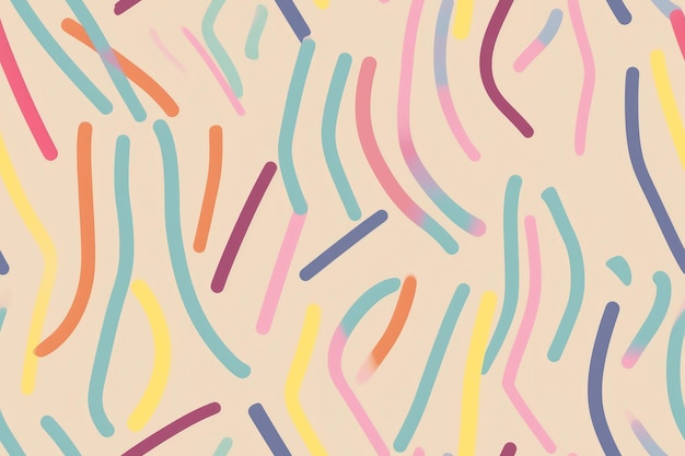 Fun colorful lines abstract doodle seamless pattern generative ai