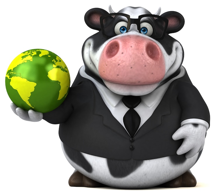 Photo fun cow - 3d illustration