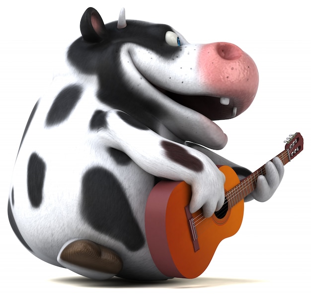 Fun cow 3D Illustration