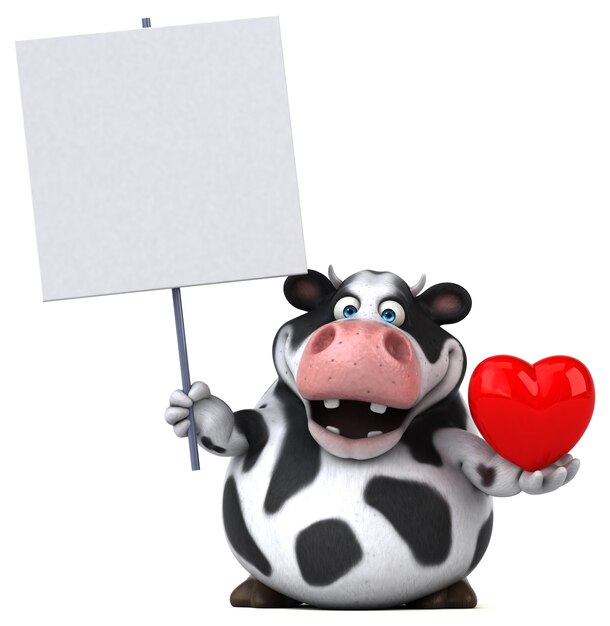 Photo fun cow - 3d illustration