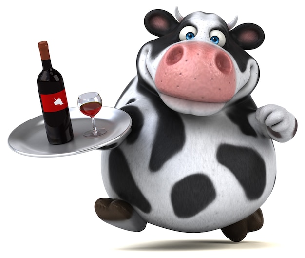 Photo fun cow - 3d illustration