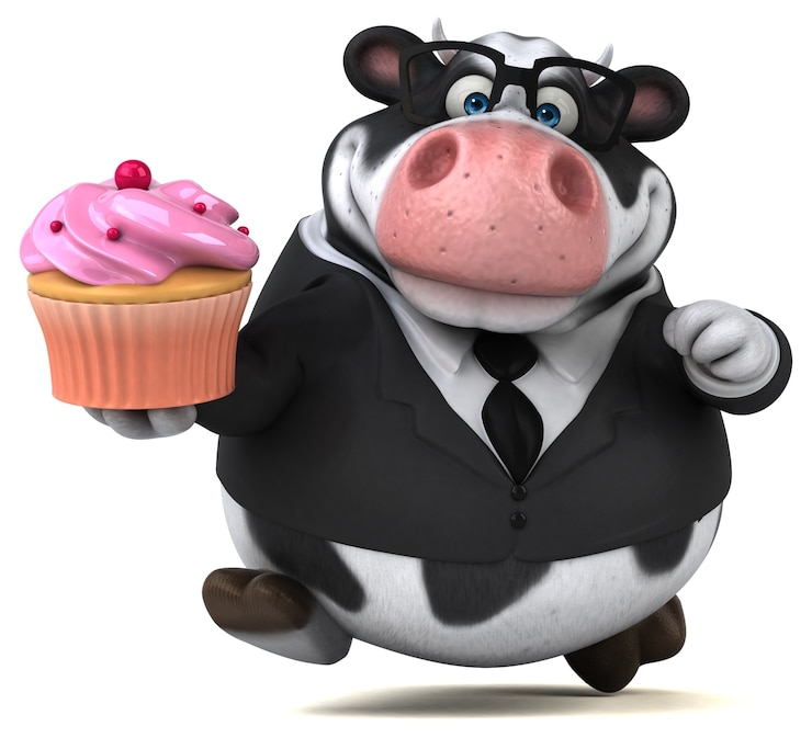 Photo fun cow - 3d illustration
