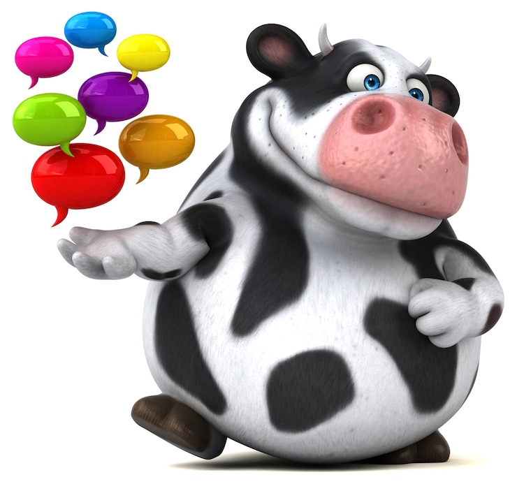 Photo fun cow - 3d illustration