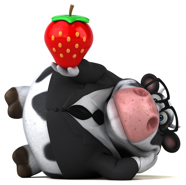 Fun cow with strawberry