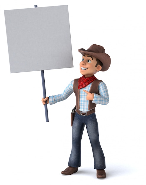 Photo fun cowboy - 3d illustration