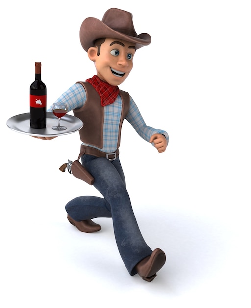 Illustrazione 3d del cowboy divertente