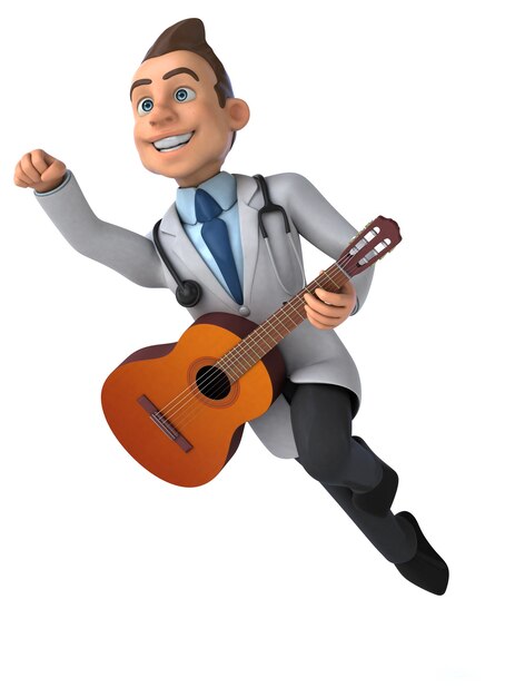 Fun doctor and guitar illustration