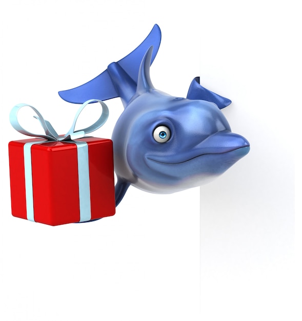 Fun dolphin with red gift