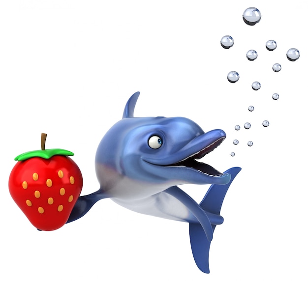 Fun dolphin with strawberry