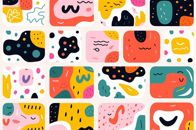 사진 추상적인 모양과 색상을 가진 재미있는 doodle 패턴 배경