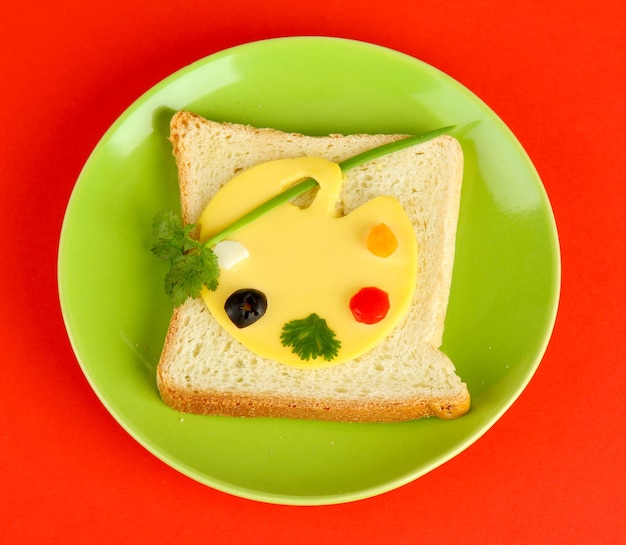 Fun food for kids on color background