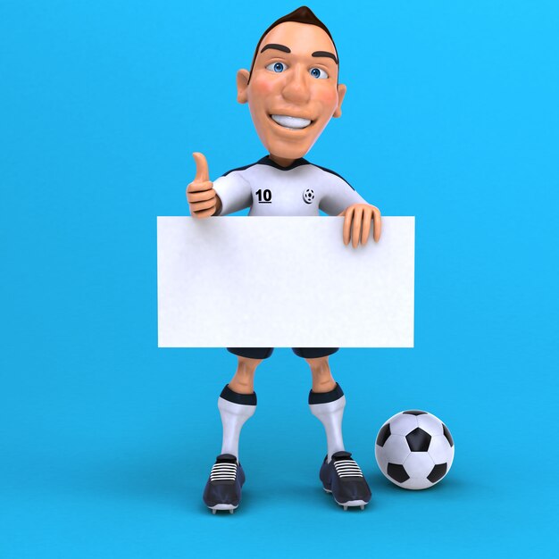 Photo fun football player - 3d illustration