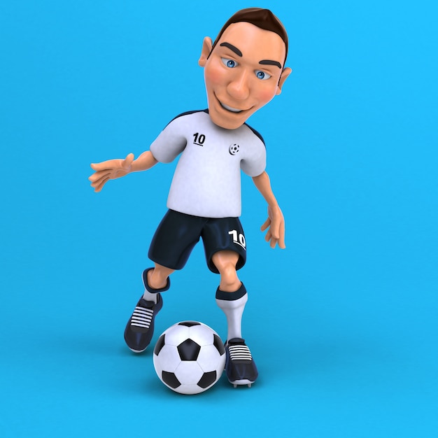 Fun football player - 3D Illustration