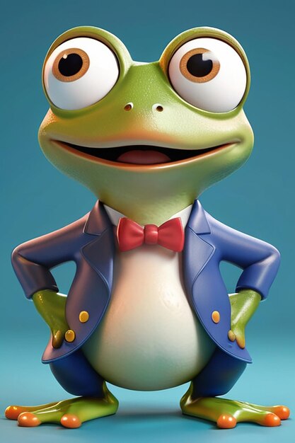 Photo fun french frog 3d illustration