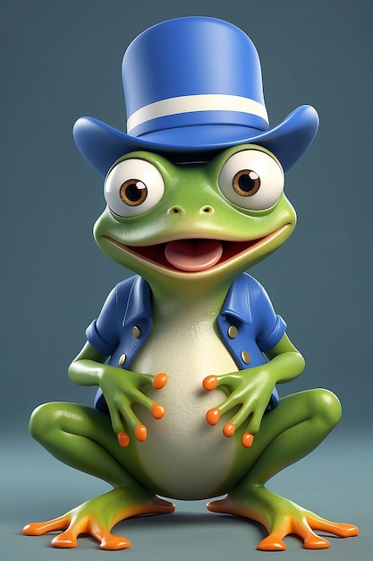 Забавная французская лягушка 3D иллюстрация
