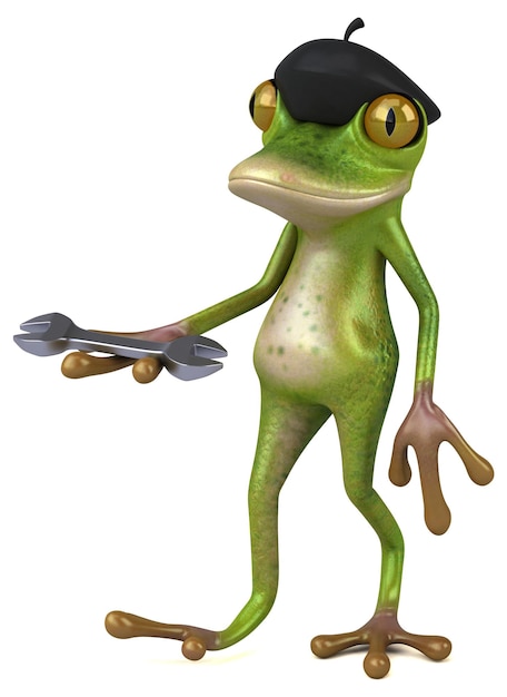 Fun french frog - 3D Illustration