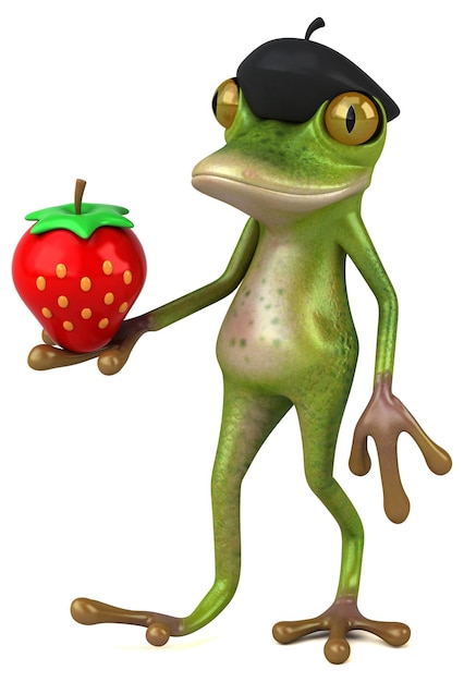 Fun french frog - 3D Illustration