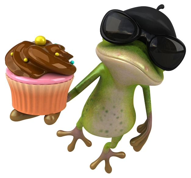 Забавная французская лягушка - 3D иллюстрации