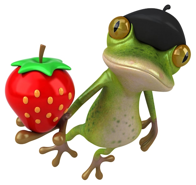 Fun french frog - 3D Illustration