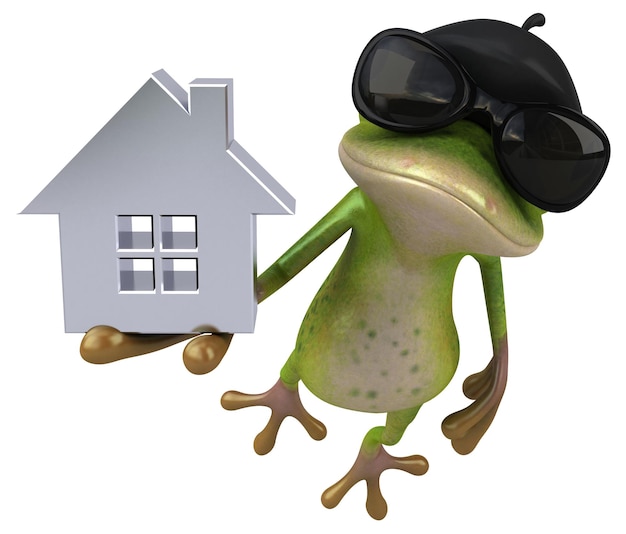 Fun french frog - 3D Illustration